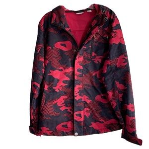 REEBOK Softshell Jacket Camouflage Jacket in Red/Black Size Medium -- VINTAGE?